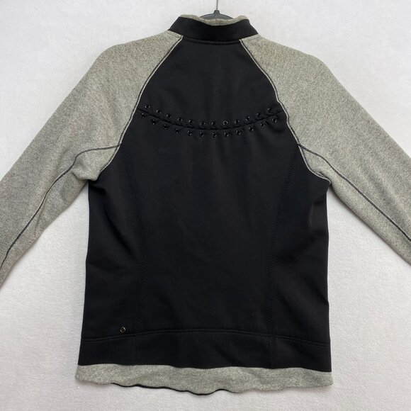 Lululemon Var-City Bomber Jacket Womens 6Black Gray Baseball Stitching Neoprene - Picture 10 of 15